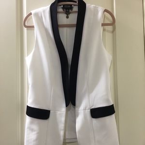 X Small White and Black Tuxedo-Styled Vest